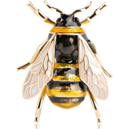 OI Enamel Cute Insect Fly Bee BroochGold Color Black Yellow Brooches Kids Girls Clothes Accessories Birthday Gifts Jewelry Pins