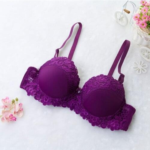 32,34,36,38,40,A,B,C,D Cup Push Up Pretty Female Sexy Lace Deep V Super Soft Cup Embroidered Bra