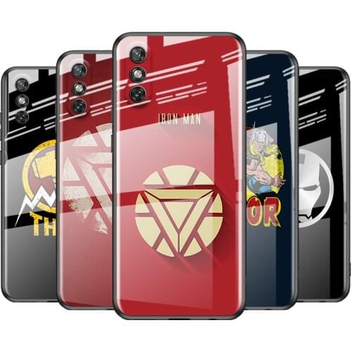 Tempered Glass Cover Marvel Avengers Hero Logo For Huawei Y6 Y7 Y9 Y5P Y6P Y8S Y8P Y9A P Smart Z 2019 2020 2021 Phone Case