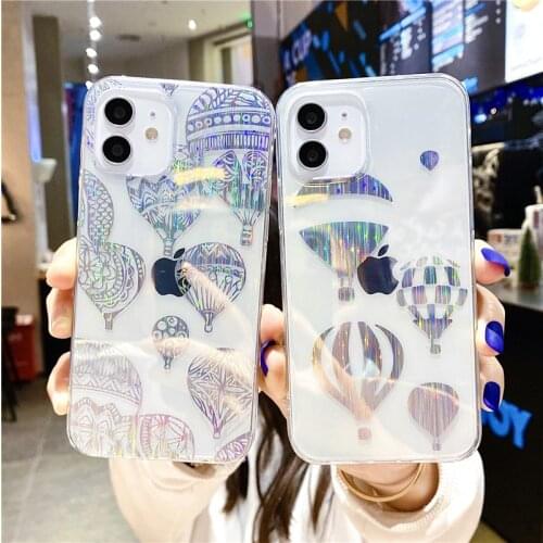 Moskado Laser Plating Phone Case For iPhone 12 12Pro 11 Pro Max X XR XS Max 7 8 Plus SE 2020 Hot Air Balloon Hard PC Back Cover