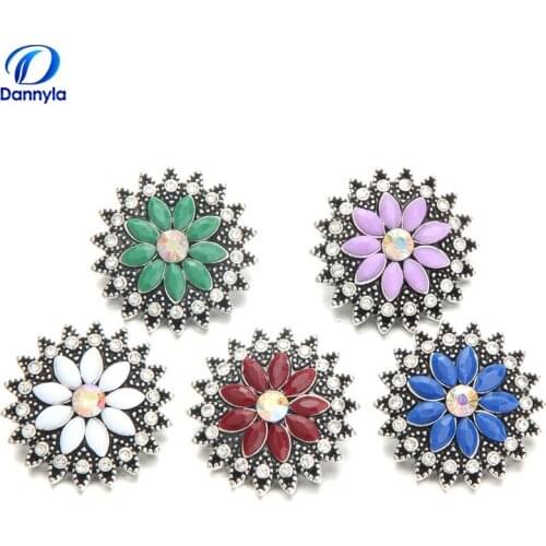 Flower wholesale snap charms 5pcs fit bracelet and clothes LSSN622