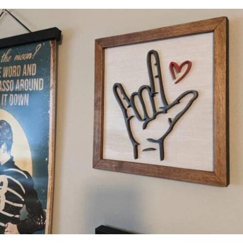 Decorative Paintings Creative I Love You Sign Language Wooden Sign Crafts Wall Decoration Pendant Home Decoration Poster