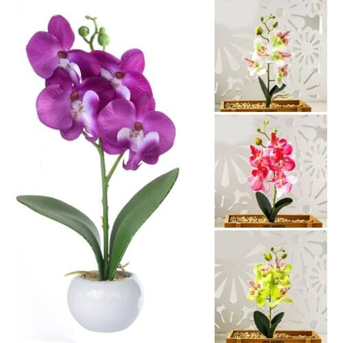 Silk Phalaenopsis Simulation Flower Artificial Flowers Fake Flowers for Home Wedding Decoration Indoor Home Garen Decor