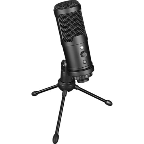 USB Microphone Condenser Microphone with Mute Button and Volume Knob Used for Live Broadcasting Games and Recording