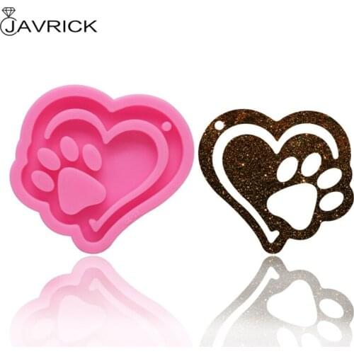 Crystal Epoxy Resin Mold Love Heart Bear Paw Keychain Casting Silicone Mould DIY Crafts Jewelry Pendant Making Tools