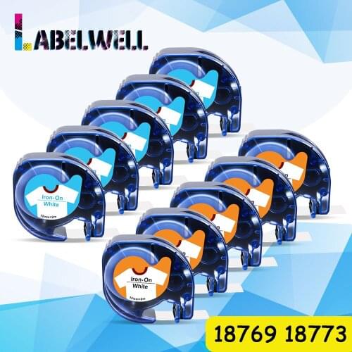 Labelwell 10PK Compatible for Dymo Letratag Label Tapes 18769 18773 Iron-On Fabric Clothes Labels 18771 18772 for LT-100T QX-50