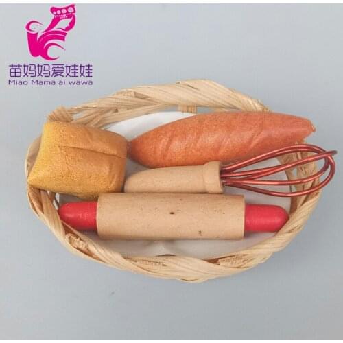 Mini doll house food model for Kitchen tool Egg beater wine bottle Rolling pin for doll accessories