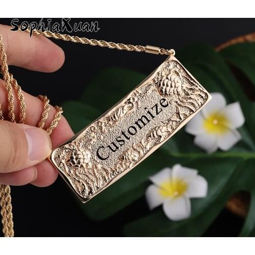 SophiaXuan Fashion Necklace Hawaiian Tortoise Geometry Custom Personalized Name Letter Jewelry Chain Pendant Necklaces for Women