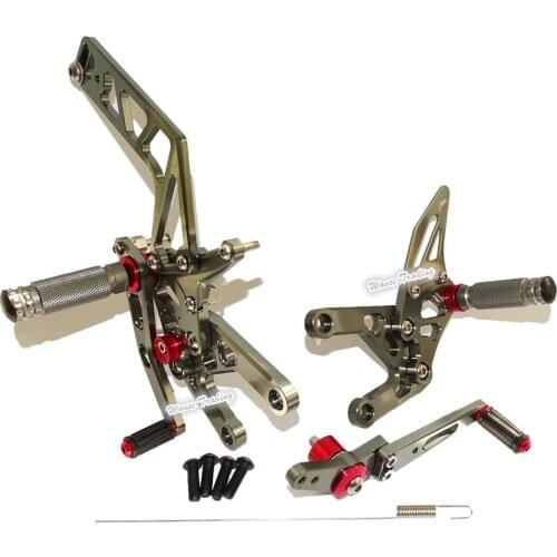 Motorcycle CNC Aluminium Adjustable Rider Rear Sets Rearset Foot Rest Pegs Gray For Yamaha YZF R1 2015 2016