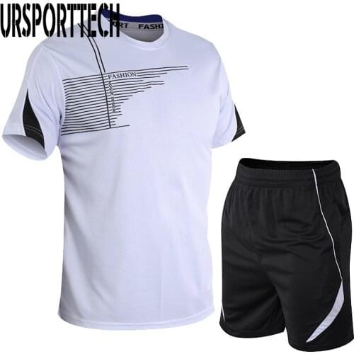 2021 Tracksuit Men sets Summer New Casual Mens Set 2 Pieces Man Suit Sportswear Outfits Short Sleeve T-shirt Shorts Joggers Set