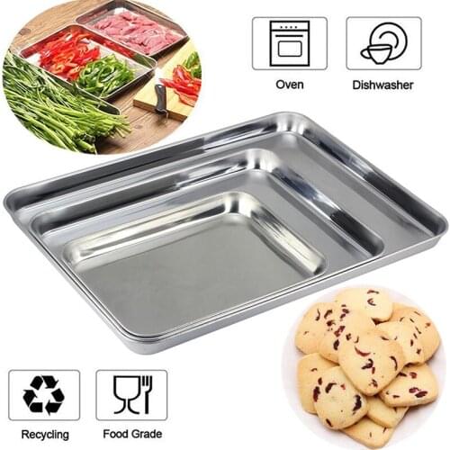 3Pcs Nonstick Bakeware Toaster Oven Set Rectangle Silver Stainless Steel Baking Pans Cookie Baking Sheets Toaster Oven Tray Pan