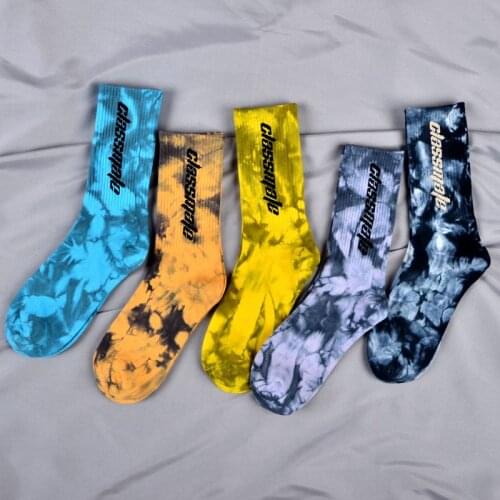 2020 Tie Dye Cotton Skate Socks Mens Knee-High FunnyCouple Harajuku Happy Socks Hip Hop street style Cycling Running Hiking Hot