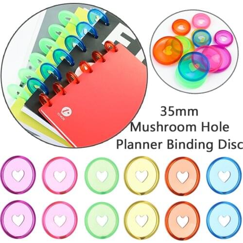 35mm 100pcs Colorful Binder Discs Binding Rings Button Notebook Rings Binder Binding Discs Buckle Binder Rings Mushroom Binding