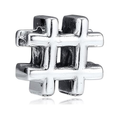 Fits Pandora Bracelet Hashtag Symbol Charm Genuine 925 Sterling Silver Jewelry Beads for Women DIY Making kralen Wholesale