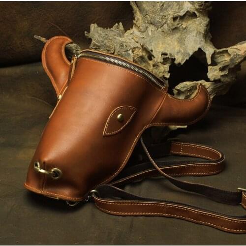 Backpack leather cow head shape package head layer leather personality fashion motorcycle bag men and women couples package