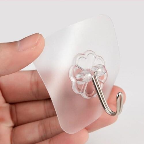 Ginmino self-adhesive hooks wall hanging transparent hook for bathroom kitchen organizer Housekeeper on wall key holder ten pcs