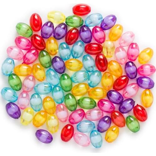 Random Mixed Acrylic Olive Shaped Smooth Spacer Beads Findings Jewelry Making Women Children DIY Bracelet Necklace 13-20mm