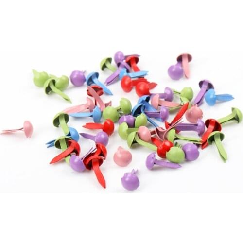 Mixed Pastel Round Brads Scrapbooking Embellishment Fastener Brads Metal Crafts For shoes Decoration 5X10mm 100PCs