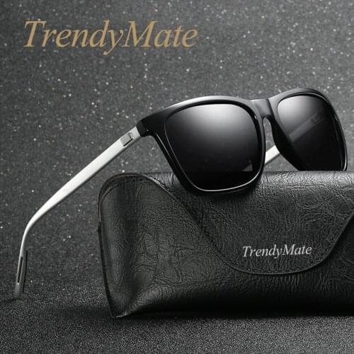 Brand Unisex Retro Aluminum+TR90 Driving Mirror Sunglasses Polarized Lens Vintage Eyewear Square Sun Glasses For Men/Women 1086T