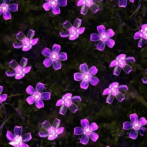 Cherry Blossom Flower Garland Lamp AA Battery Operated LED String Fairy Lights Crystal Flowers Indoor Wedding Christmas Decors