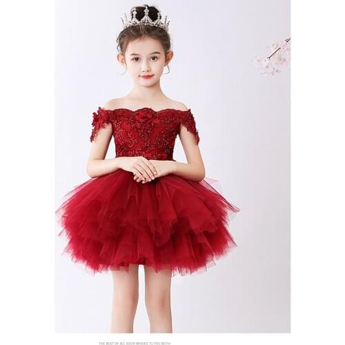 Appliques Tulle Newborn Baby Girl Dress Beads Flower Lace Baptism Dress For 1 year Birthday Party Wedding Dress Vestido infantil