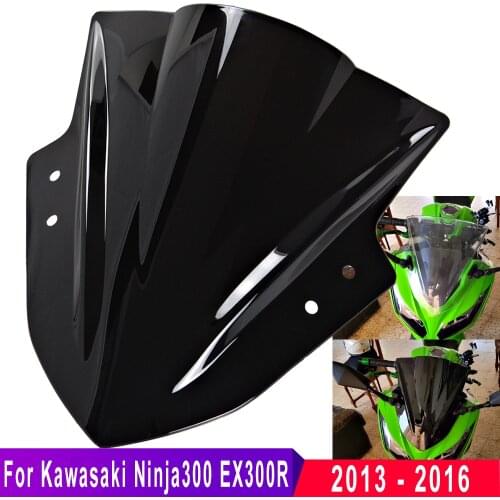 For Kawasaki Ninja 300 EX300 EX 300R 2013 2014 2015 2016 Black Windshield WindScreen Double Bubble Motorcycle Wind Screen Clear