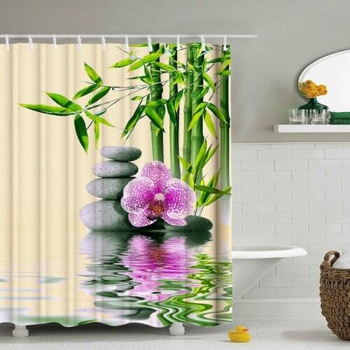 Waterproof Shower Curtain with Hooks Green Scene Bathroom Curtains High Quality Bath Bathing Sheer for Home Decorations U3