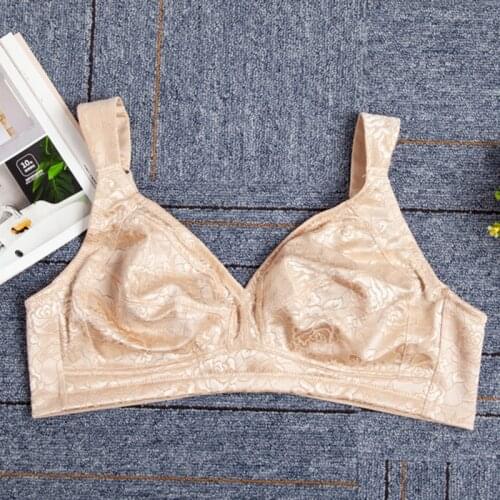 Plus Size Womens Wireless Bras Full Coverage Non Padded Underwear Floral Jacquard Minimizer Bra Female Lingerie 42 44 46 D DDD G