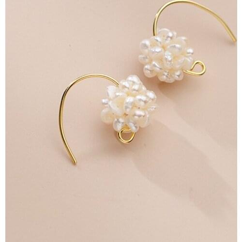 Enosola S925 Sterling Silver Baroque Pearl Drop Earrings Irregular Flower Earring for Women Wedding Jewelry Accessories