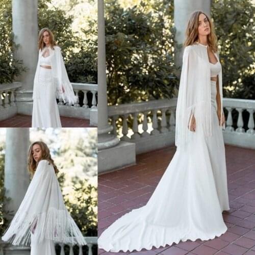 Wedding Evening Dress Cape Mariage Black White Ivory Bolero Women Chiffon Bolero Shrug Prom Party Shawls And Wraps For Ladies
