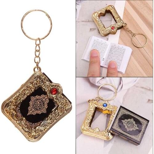 1pc Muslim Islamic Mini Pendant Keychains Key Rings For Koran Ark Quran Book Real Paper Can Read Small Religious Jewelry For Wom