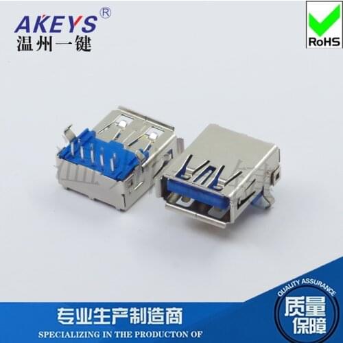 10pcs USAF-091N-4BLRC18 Bend footr USB socket 3.0TYPE connector Horizontal female seat 90 9 feet