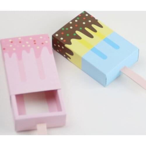 10pcs Ice Cream Shape Wedding Party Favor Box Drawer Gift Packaging Treat Boxes Baby Shower Birthday Party Candy Box