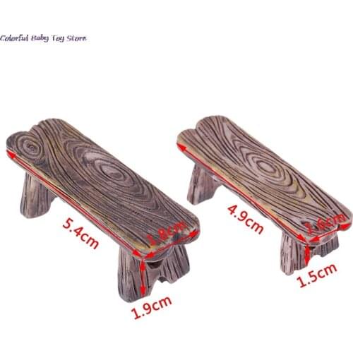 2pcs Dollhouse Wooden Chair Stool Fairy Garden Miniatures Decor Couple Bench Action Figurine DIY Doll Houses Accesories