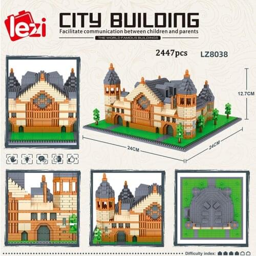 2447pcs Famous Building Princeton University DIY Building Block City Street View Landmark Assembled Diamond Building Block Toy