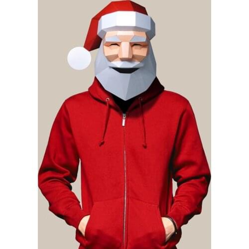 3D Paper Mask Fashion Santa Claus Costume Cosplay DIY Paper Craft Model Mask Christmas Halloween Prom Party Gift