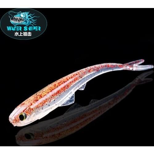 Free Shipping Soft Lure Jerkbait 2.8in 12pcs/Lot 3D Eyes Double Colors Artificial Bait For Bass Fishing Tackle