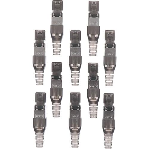Tool-Free Shielded RJ45 Cat 7 Termination Plug Connector Modular 22-26AWG