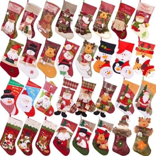 Large Variety of Cute Christmas Stockings Decorative Santa Claus Socks Kids Gift Bags