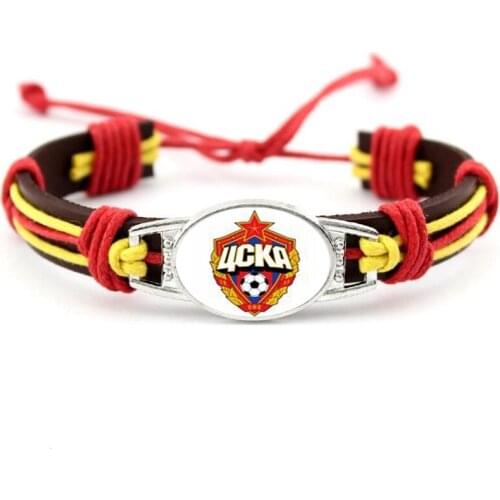 Russian Premier League Clubs Football Team CSKA Moscow DIY Hand Woven Adjustable Leather Bracelet Bangles Jewellery