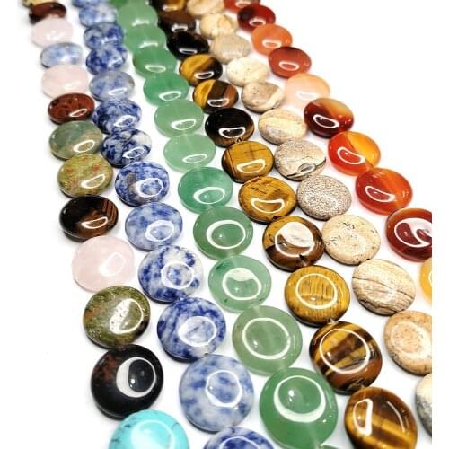 Oblate Natural Stone Beads Lapis Lazuli Sandstone Beads for Jewelry Making DIY Necklace Bracelet Loose Beads Accessories 25pcs