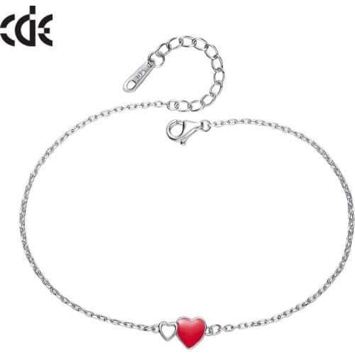 CDE Women Bracelet Fashion Romantic Drops Oil Red Heart Women Chain Bracelet Gift Jewelry