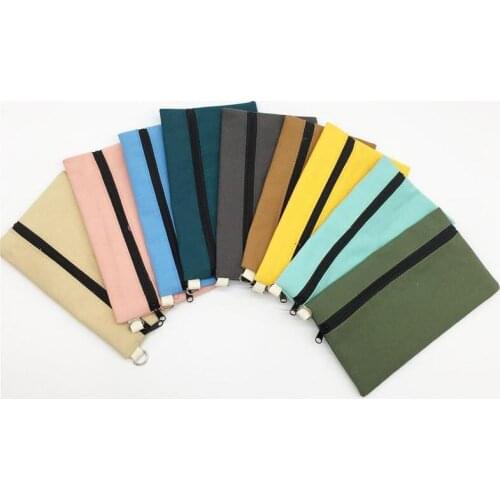 Coloful blank canvas zipper Pencil cases pen pouches cotton cosmetic Bags makeup bags Mobile phone clutch bag organizer