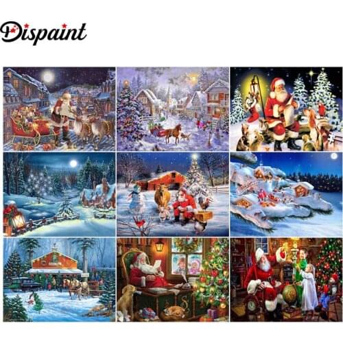 Dispaint Paint With Diamond Embroidery "Santa claus" Diamond Painting Full Square Round Picture Of Rhinestone Decor