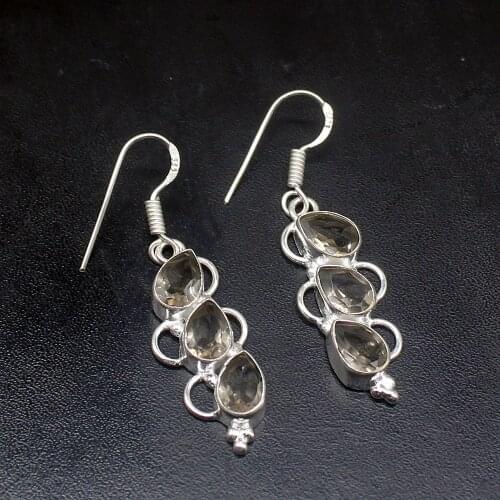 Gemstonefactory Big Promotion 925 Silver Attractive Smoky Topaz Shiny Women Ladies Jewelry Gifts Dangle Drop Earrings 20212026