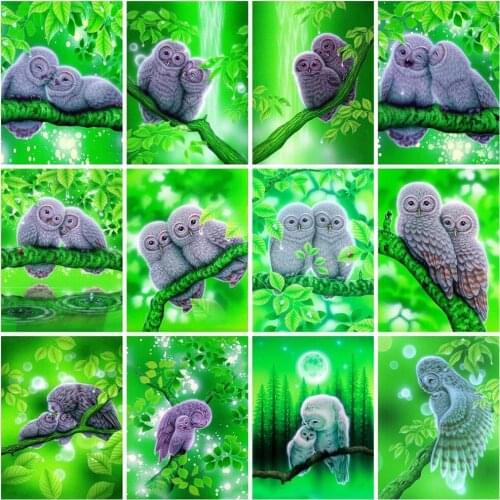 Full Square 5D Diy Diamond Painting Owl Cross Stitch Diamond Embroidery Animal Mosaic Kits Needlework Handmade Gift Home Decor