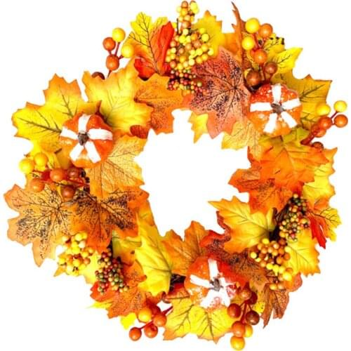 Simulation Ring Of Flowers Decor Hanging Pendant Pumpkin Artificial Wreath New Thanksgiving Home 40CM Garden Decoration Garland