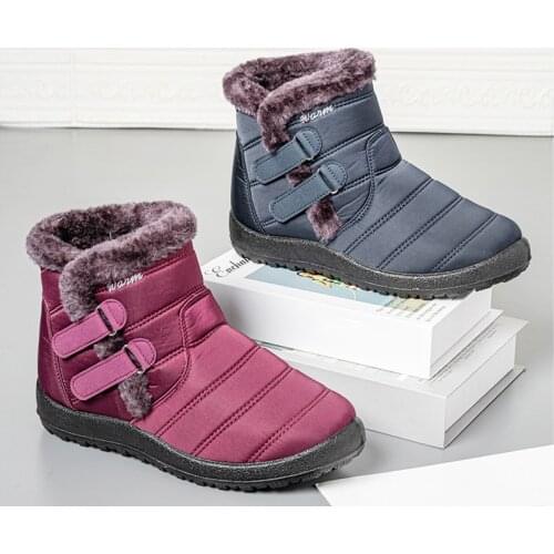 2021 Fashion Women Ankle Boots Winter Fur Plush Warm Keeping Womens Cotton Shoes Solid Color Round Toe Side Zipper Man Booties