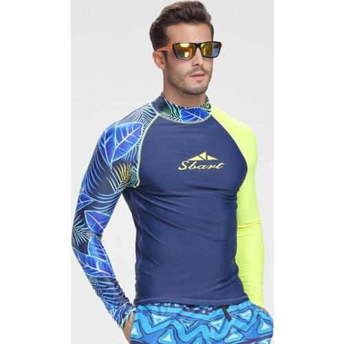 Clothes mens long-sleeved stitching anti-ultraviolet sunscreen skin surfing diving swimming sunscreen clothing QUICK-DRYING