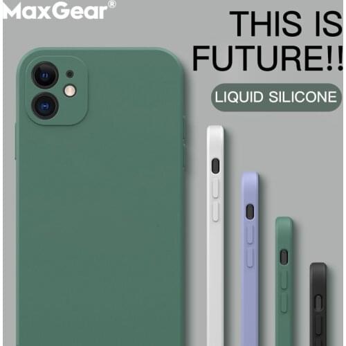 Square Liquid Silicone Phone Case For iPhone 11 Pro Max 12 Mini XS SE 2020 X XR 7 8 Plus Original Luxury Solid Color Soft Cover